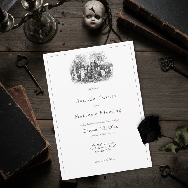 Elegant Vintage Gothic Black Toile Wedding Invitation (Creator Uploaded)