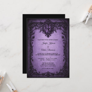 Elegant Vintage Gothic Halloween Wedding Invitation