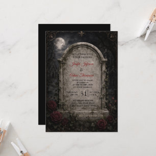 Elegant Vintage Gothic Halloween Wedding Invitation