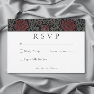 Elegant Vintage Gothic Moody Botanical Wedding RSVP Card