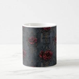 Elegant Vintage Gothic Pattern with Red Roses  Coffee Mug