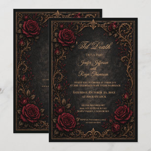 Elegant vintage Gothic wedding invitation