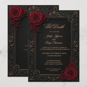 Elegant vintage Gothic wedding invitation
