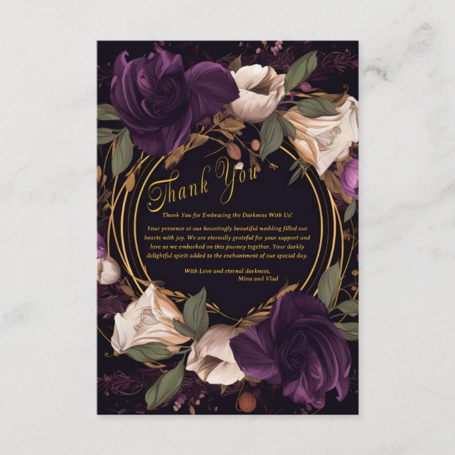 Elegant Vintage Gothic Wedding Thank You Enclosure Card (Front)