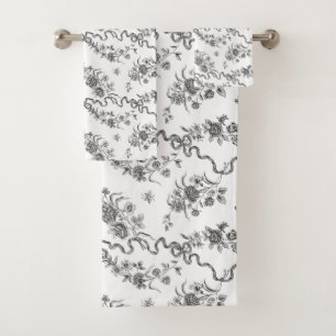 Élégant Vintage gravé noir Roses et rubans