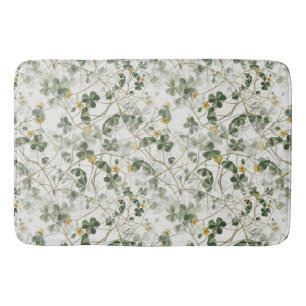 Elegant Vintage Green Gold Botanical Illustration Bath Mat