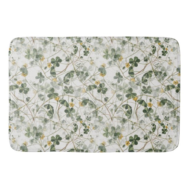 Elegant Vintage Green Gold Botanical Illustration Bath Mat (Front)