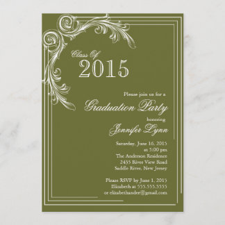 Elegant Vintage Green Graduation Party Invitation