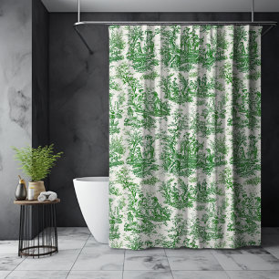 Elegant Vintage Green Toile De Jouy Pattern