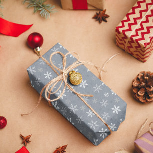 Elegant Vintage Grey and White Snowflakes  Wrapping Paper