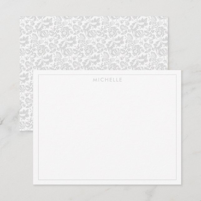 Elegant Vintage Grey Venetian Floral Botanical Card (Front/Back)