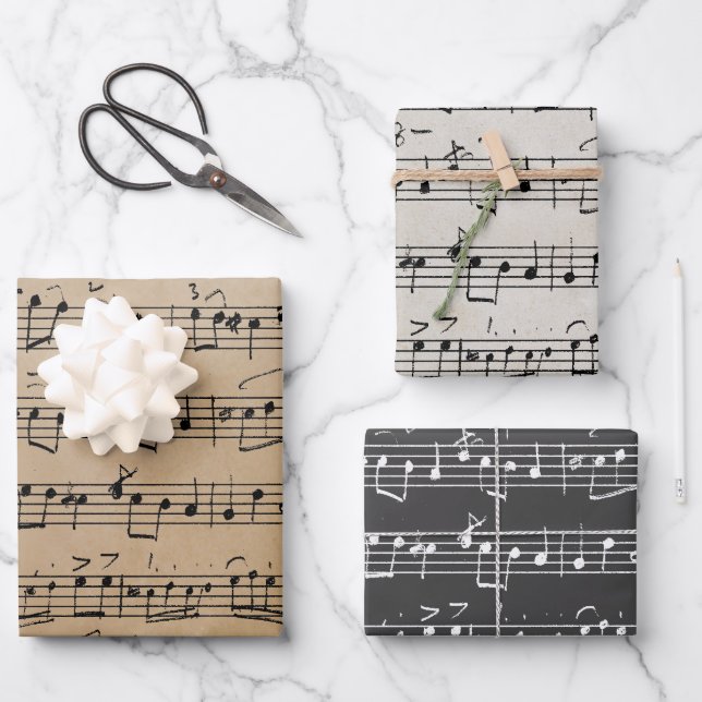 Elegant Vintage Handwrite Sheet Music Notes Kraft (Front)
