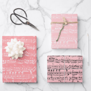Elegant Vintage Handwritten Sheet Music Notes Pink