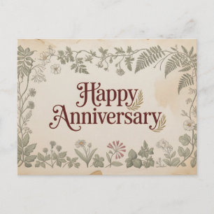 Elegant Vintage "Happy Anniversery" Design Holiday Postcard