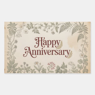Elegant Vintage "Happy Anniversery" Design Sticker