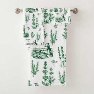 Elégant Vintage Herbal Garden Sage Green Toile