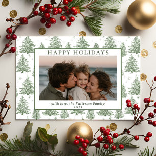Elegant Vintage Holiday Toile Photo Greeting Card
