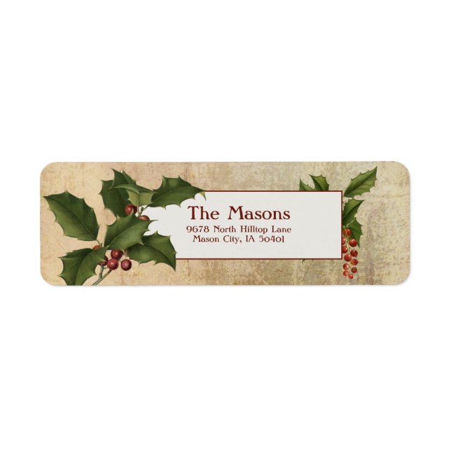 Elegant Vintage Holly on Gold Parchment (Front)