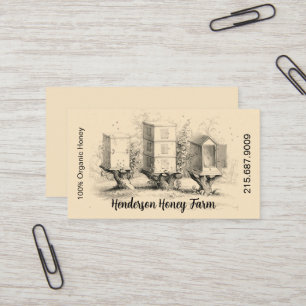 Elegant Vintage Honey Bee Hives Business Card