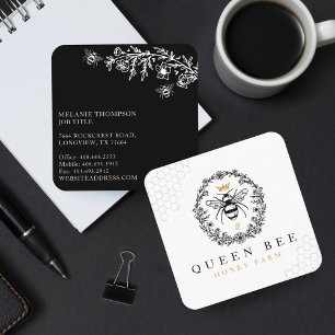Elegant Vintage Honey Queen Bee Black & White Calling Card