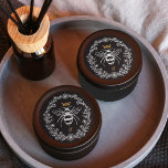 Elegant Vintage Honey Queen Bee Black & White Clas Classic Round Sticker<br><div class="desc">Elegant vintage style honey-themed sticker design perfect to brand your products. The design features our own original hand-drawn vintage-style queen honey bee with an elegant golden crown above the queen bee. A beautiful rustic vintage style floral wreath frames the queen bee illustration. A black background contrasts beautifully with the queen...</div>
