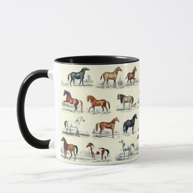 Elegant Vintage Horse Breeds Pattern Mug (Left)