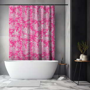 Elegant vintage hot pink toile de jouy print