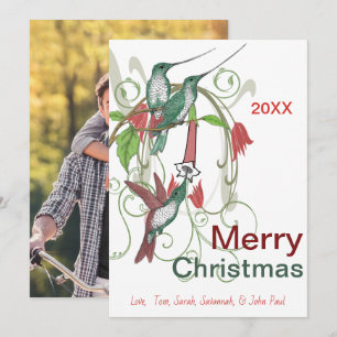 Elegant Vintage Hummingbird Mery Christmas Cards