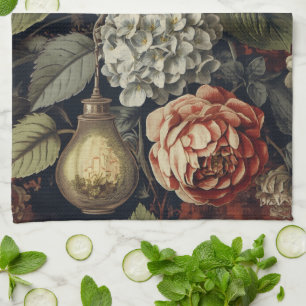 Elegant vintage Hydrangea Floral Pattern Kitchen Towel