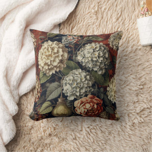 Elegant vintage Hydrangea Floral Pattern  Throw Pillow