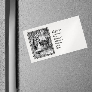 Elegant Vintage Illustration Riding Hood With Wolf Magnetic Business Card