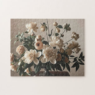 Elegant vintage-inspired floral soft delicate jigsaw puzzle