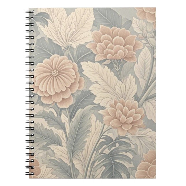 Elegant vintage-inspired floral soft delicate  notebook (Front)