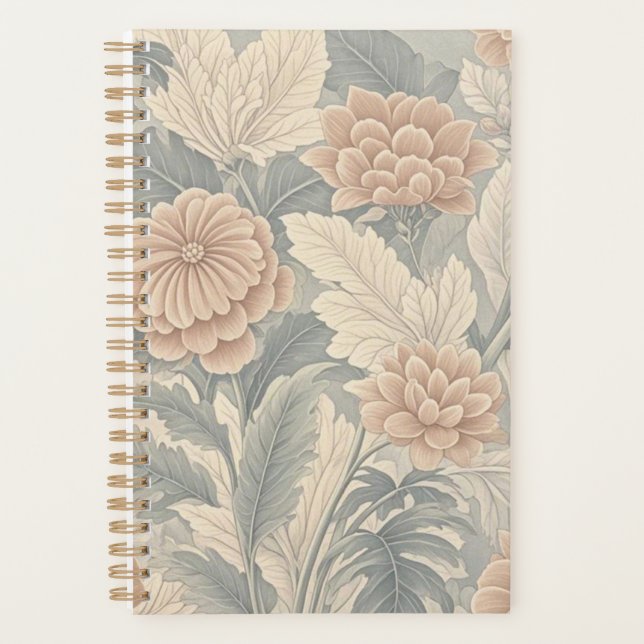 Elegant vintage-inspired floral soft delicate  planner (Front)