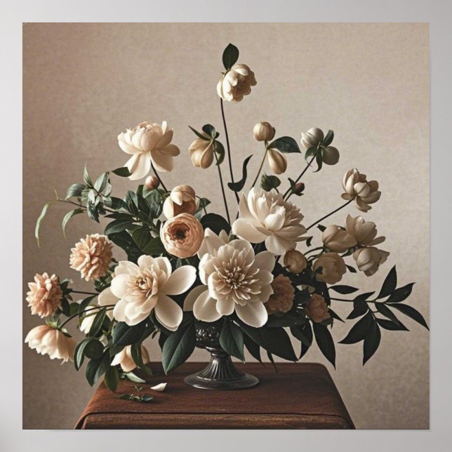 Elegant vintage-inspired floral soft delicate  poster (Front)