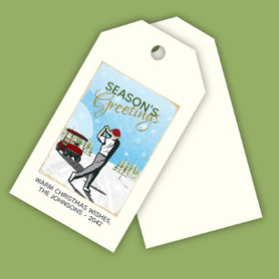 Elegant Vintage Inspired Golf Christmas Gift Tags