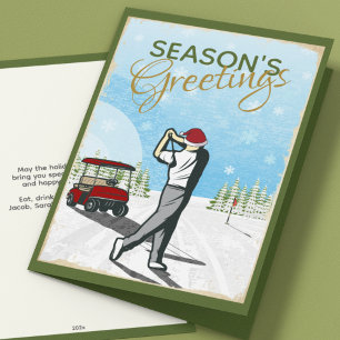 Elegant Vintage Inspired Golf Christmas Holiday Card