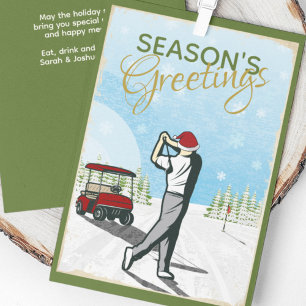 Elegant Vintage Inspired Golf Christmas Holiday Card