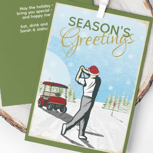 Elegant Vintage Inspired Golf Christmas Holiday Card (Creator Uploaded)