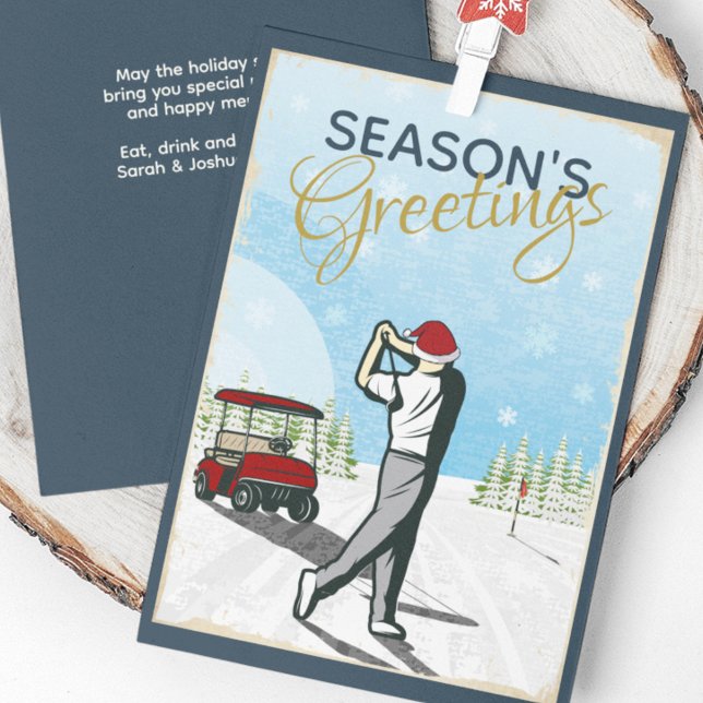 Elegant Vintage Inspired Golf Christmas Holiday Card (Creator Uploaded)