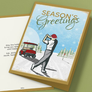 Elegant Vintage Inspired Golf Christmas Holiday Card