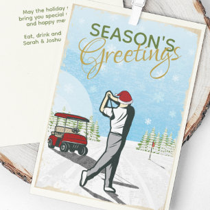 Elegant Vintage Inspired Golf Christmas Holiday Card