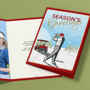 Elegant Vintage Inspired Golf Photo Christmas Holiday Card