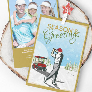 Elegant Vintage Inspired Golf Photo Christmas Holiday Card