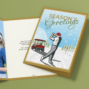 Elegant Vintage Inspired Golf Photo Christmas Holiday Card