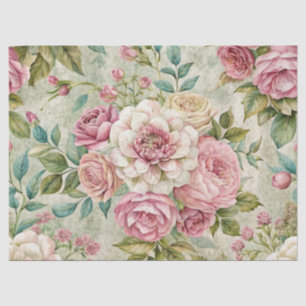 Elegant Vintage Inspired Pink Floral Tissue Paper 