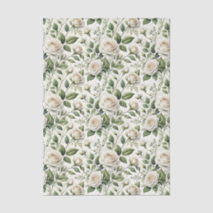 Elegant Vintage Inspired White Wedding Roses Tissue Paper