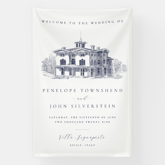 Elegant Vintage Italian Villa Destination Wedding Banner (Vertical)