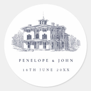 Elegant Vintage Italian Villa Destination Wedding Classic Round Sticker