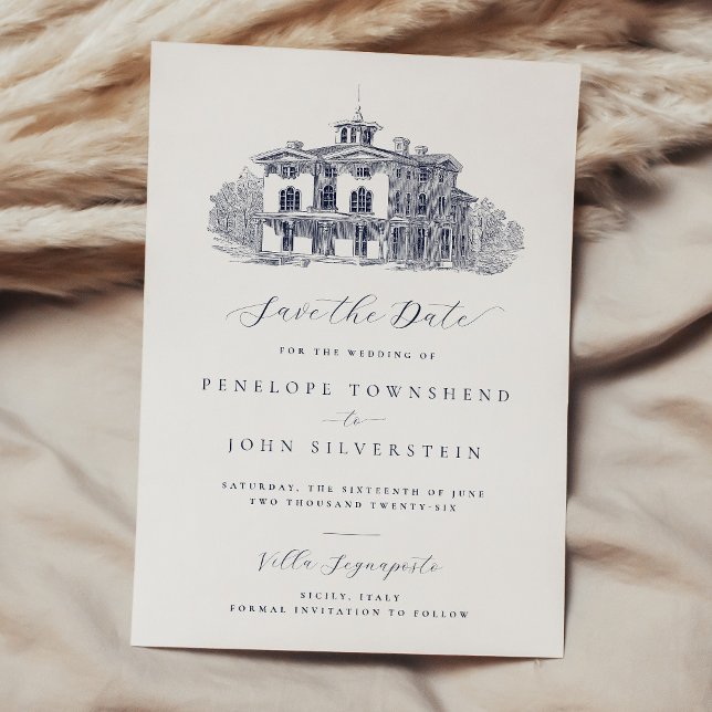 Elegant Vintage Italian Villa Destination Wedding Save The Date (Elegant Vintage Italian Villa Destination Wedding Save The Date)